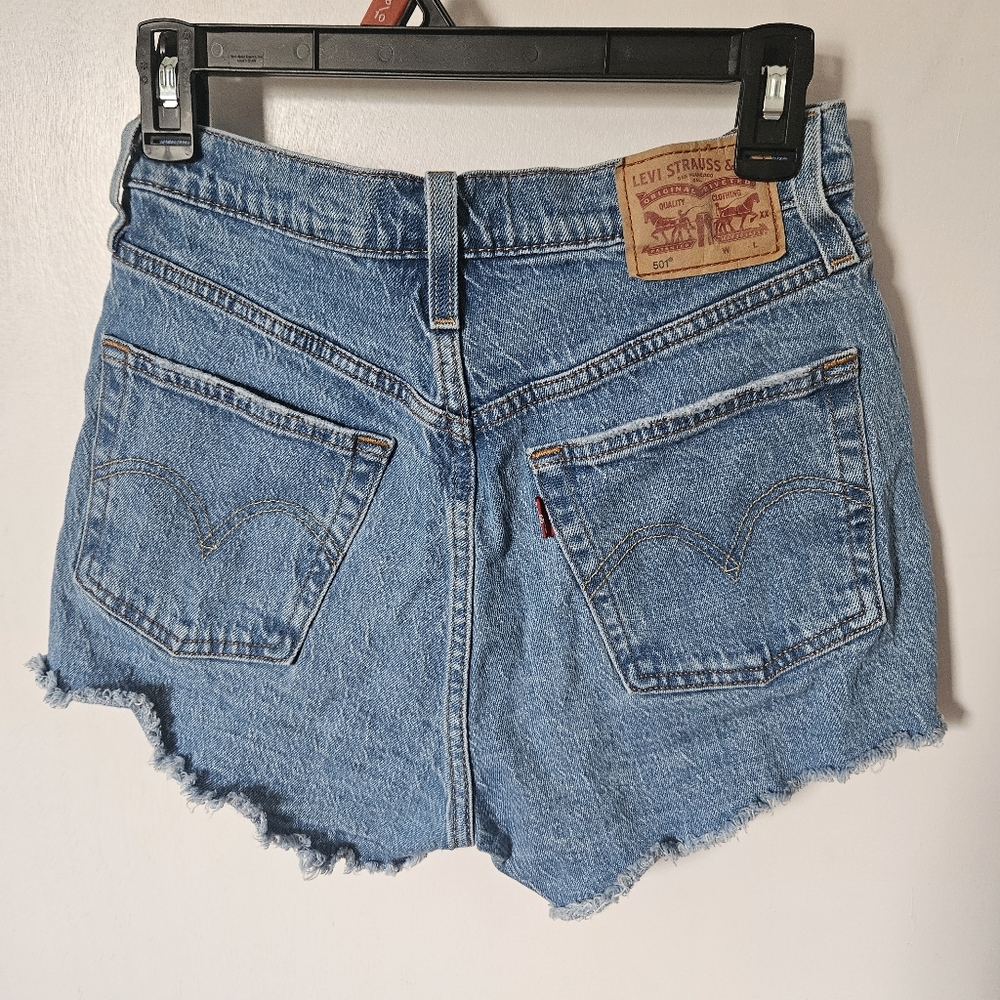 Levi's Blue Jean Shorts with Distressed Hem